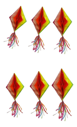 Kit 06 Enfeite Balão Colorido Triangular Colmeia