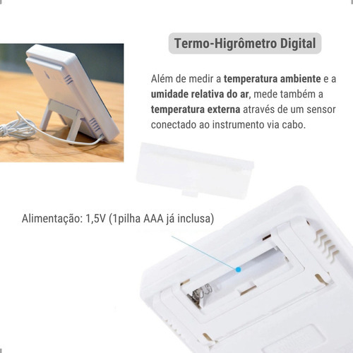 Termo-higrômetro Relógio Digital Umidade Temperatura Ar