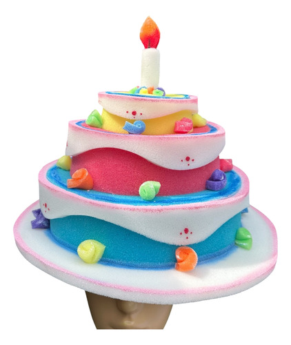 Gorro Myfunnyhats Torta Para Niños Color En Goma Espuma Celeste S