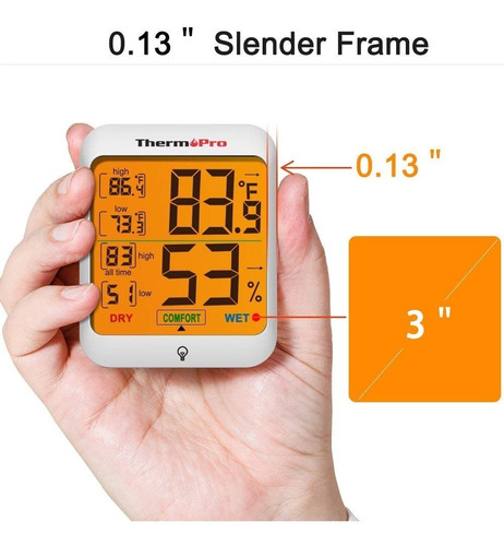 Imagen 3 de 9 de Termómetro Higrómetro Digital Thermopro Tp-53 Mide Humedad