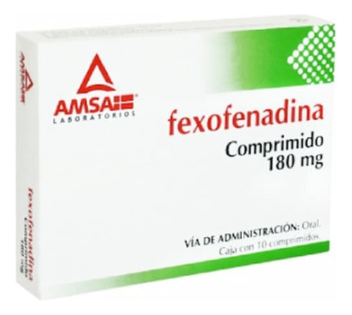 Fexofenadina AMSA Fexofenadina 180 Mg C/10 Comprimidos - ANTIBIOTICOS DE MEXICO, S.A. DE C.V. (AMSA)