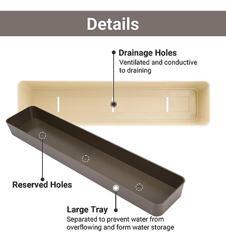 Suream Window Box Herb Planters, 3 Pack 16 X3.8 Pulgadas Ind