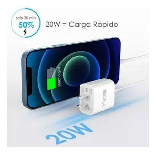Cargador 1 H Carga Rápida Gar153 20w Con Cable Tipo C A C