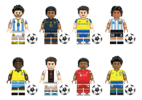 Set Fútbol Bloques Armables Messi Mbappe Pelé Maradona Y Mas