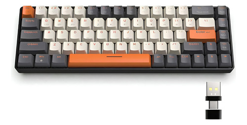 Teclado mecánico K68 de modo dual Hotswap Switch rojo para jugadores, 60% blanco, inglés de EE. UU.