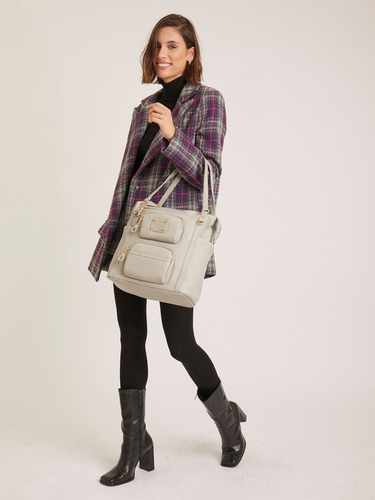 Cartera Shopping Bag Ursula Grande Juanita Jo Mujer Oficina Gris Lisa
