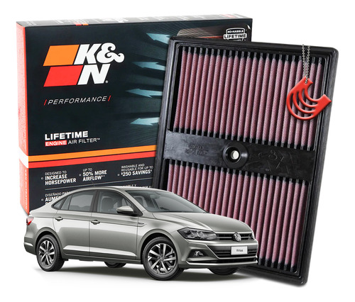 Filtro Ar Esportivo Inbox Ken 33-3037 Vw Virtus 1.0 Tsi 2019