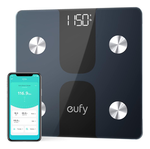 Imagen 2 de 2 de Báscula Eufy Smart Scale C1 negra, hasta 180 kg