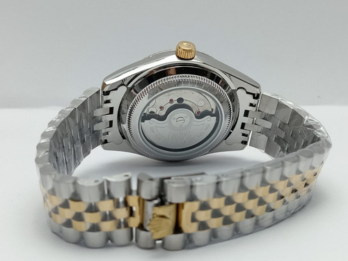 Reloj Daydate Jubile Cuarzo Tapa Transparente Hombre 41mm Combinado Dorado Azul Oscuro (Reacondicionado)