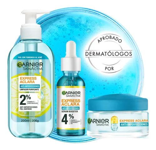 Kit Antiacne Express Aclara Gel Limpiador mas Sérum mas Crema Mat...
