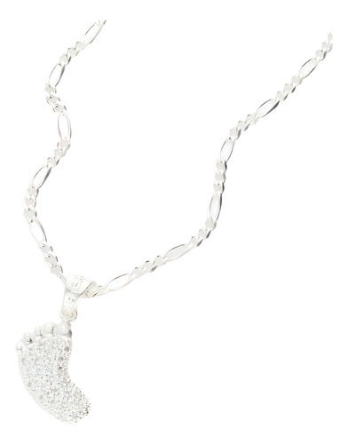 Juego De Plata Dije De Pie Y Cadena + Aretes De Color Plateado