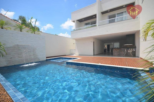 Sobrado Alto Padrão Com 5 Suítes, Piscina E Churrasqueira, Apenas 150m Da Praia Em Itanhaém. - So0202
