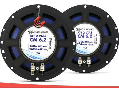 Imagem 3 de 6 de Alto Falante Kit 2 Vias 6 Pol 130 Rms 260w Cm6.2 Hurricane