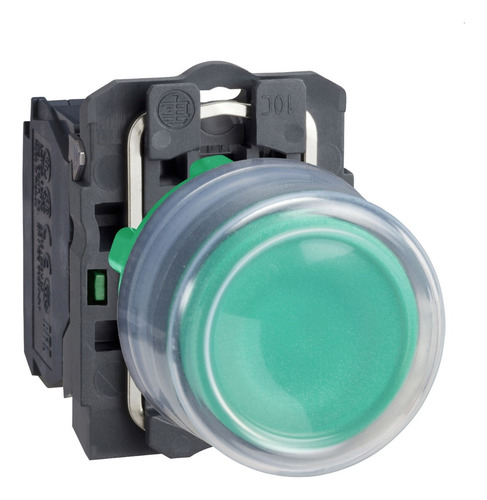 Botão 22mm Plástico Ret Por Mola Verde Com Capa Na Xb5ap31