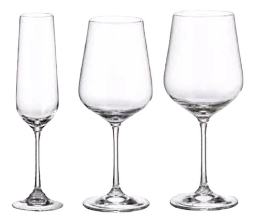 Set X 18 Copas Champagne Vino Agua Tori Cristal Copon 