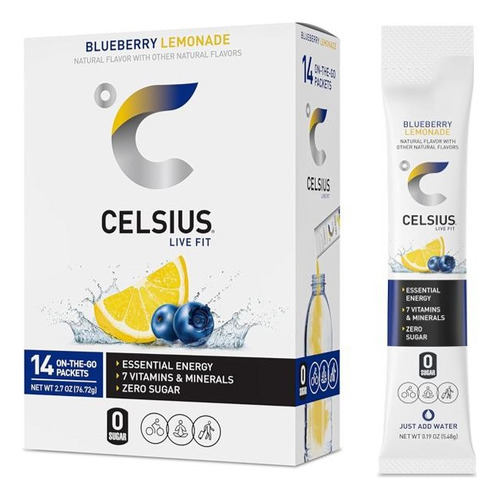 Celsius Limonada Y Arándanos 14 Pack Sin Azúcar Blueberry