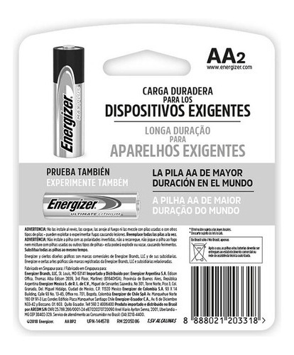 Pack De Pilas Energizer Maxplus Ep91 Bp2 Aa X2 Unidades