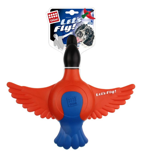 Juguete Para Perro Gigwi Flyer Pato Squeak 25cm Color Azul Y Naranja