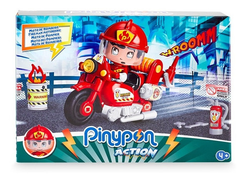 Imagen 2 de 3 de Pinypon Action Moto Bombero C/ Figura Acc Int 15636 Pin&pon