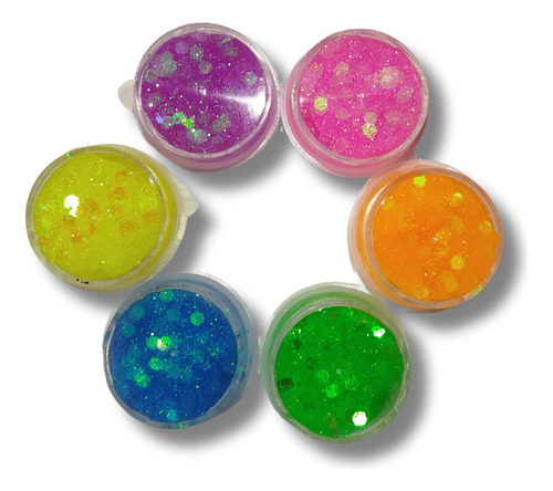 Party Box Bar Kit Glitter Gel X6 Potes Fluo Neon Fiesta Fx