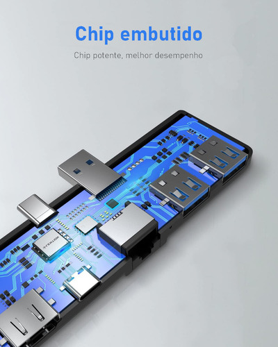 Adaptador Hub Usb-c Letion Dongle 5 Em 1 Para Surface Pro 7 Usb 3.0 4khdmi Carregamento Rápido
