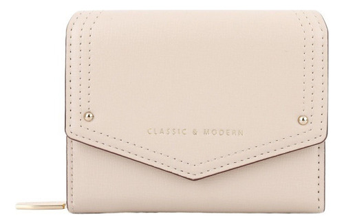Cartera Corta Con Cremallera De Cuero Pu De Moda Para Mujer
