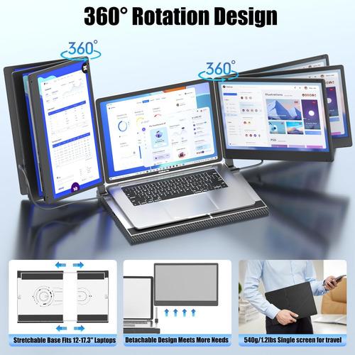 Kefeya 14 Extensor De Monitor De Computadora Portátil Triple
