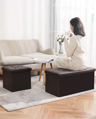 Taburete Plegable Y Almacenable Puff Baul Organizador 76cm