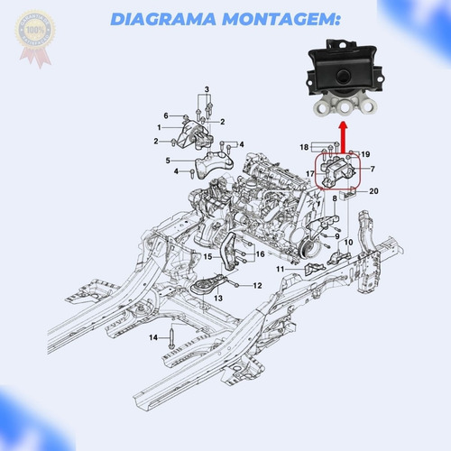 Coxim Calço Do Motor Lado Direito Gm Cobalt Onix Prisma Spin