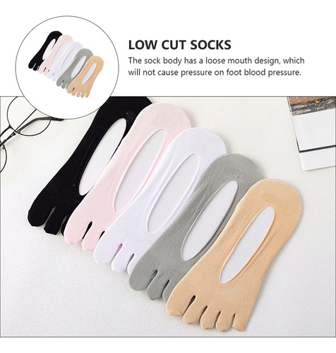 5 Pares De Calcetines De Verano Transpirables Con Cinco Dedo