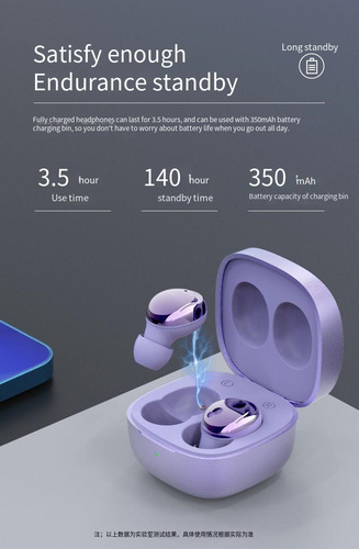 Xy-30 Fones De Ouvido Intra-auriculares Sem Fio Roxo