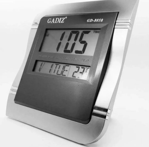 Reloj Digital Pared Escritorio 25x22cm Gadiz Temp Gris