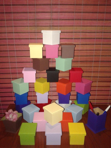Cajitas C/tapa Lapiceros Souvenir Fibrofacil Pintadas