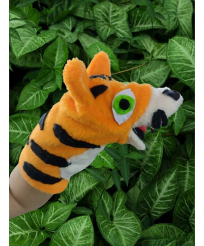 Títere De Mano Tigre Con Ojos Verdes Cuento El Loro Pelado