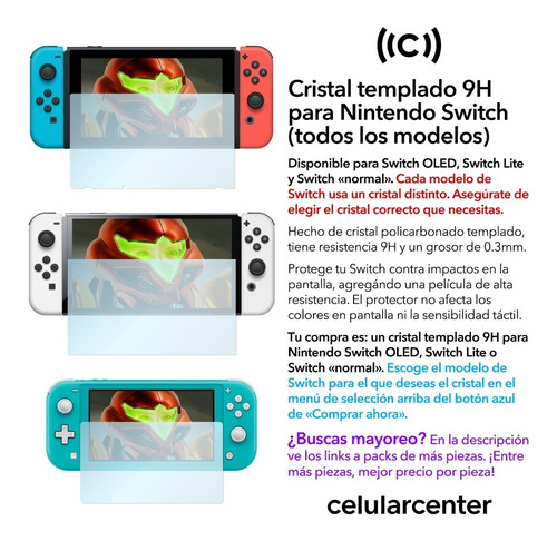 Switch Mica Templada 9h Vidrio Glass Pantalla Cristal Gorila Protector (solo Switch «normal», No Lite)