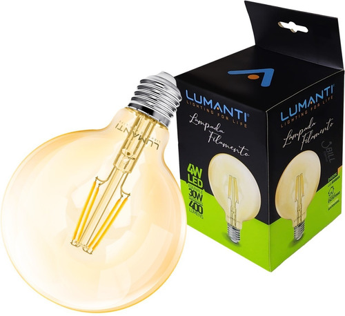 Lâmpada Filamento Led Globo G125 4w E27 Bivolt Branco Quente Cor da luz Branco quente 2400k