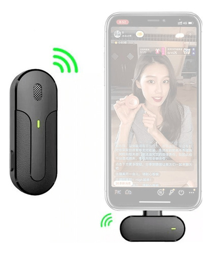 Microfone Lapela Sem Fio K81 Wireless Usb-c Celular Android Cor Preto