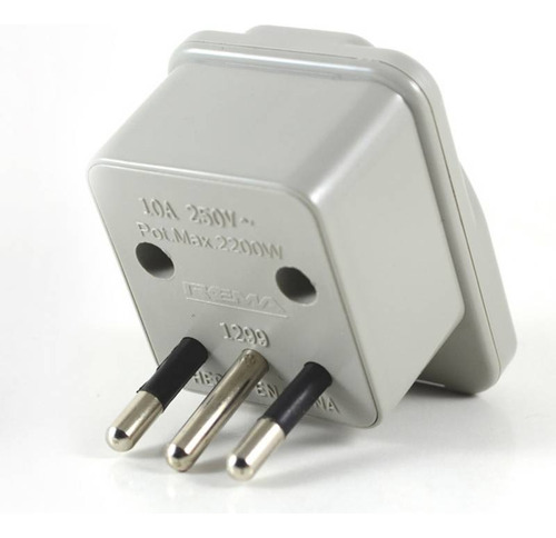 Adaptador Multinorma 2p+t 10 A Gris