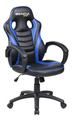 Cadeira Giratória Gamer Benoá Elevação A Gás Rodízio Cor Preto/azul
