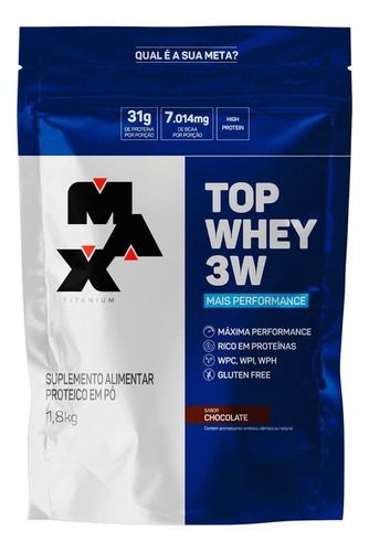 Max Titanium Top Whey 3w Mais Performance 1,8kg sabor Chocolate