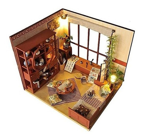 Casa De Muñecas Armable Miniatura Madera Con Cubierta Adulto