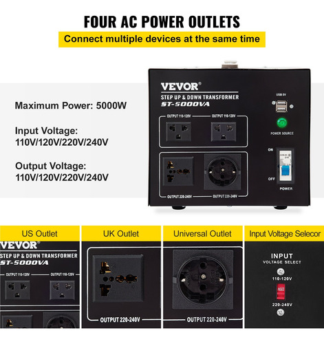 Transformador Conversor Variable 5000w Volt 240 A 110v