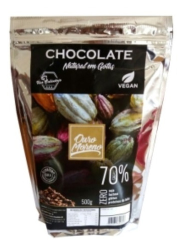 Chocolate 70% Gotas 500g Sem Leite/glúten/soja Ouromoreno