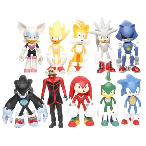 Ecqizer Sonic The Hedgehog Action Figures Toys, 4.8-5 Inch T