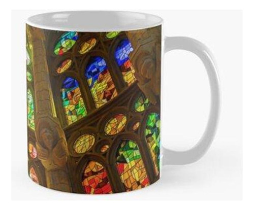 Taza España. Cataluña. Barcelona. Sagrada Familia. Vidrieras