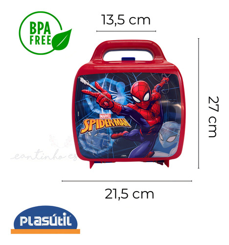 Lancheira Super Heróis Homem Aranha Infantil Plasutil