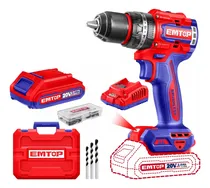 Comprar Taladro Atornillador 20v Sin Carbones Emtop 2bat Y Maletin Color Rojo