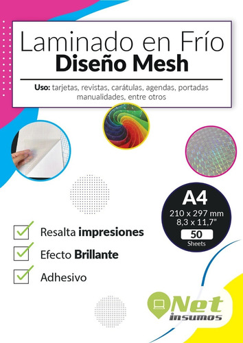 Laminado En Frío Modelo Mesh A4 Pack 50 Hojas