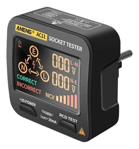 Probador De Enchufes Digital Aneng Ac11, Prueba De Voltaje Y