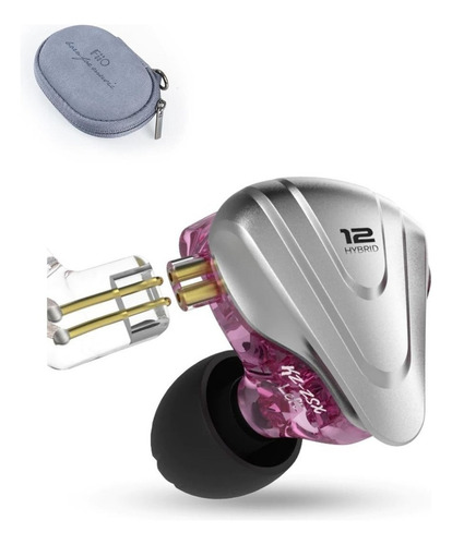 Kit Fone De Ouvido Kz Zsx In Ear + Case Fiio Veludo Premium Cor Violeta